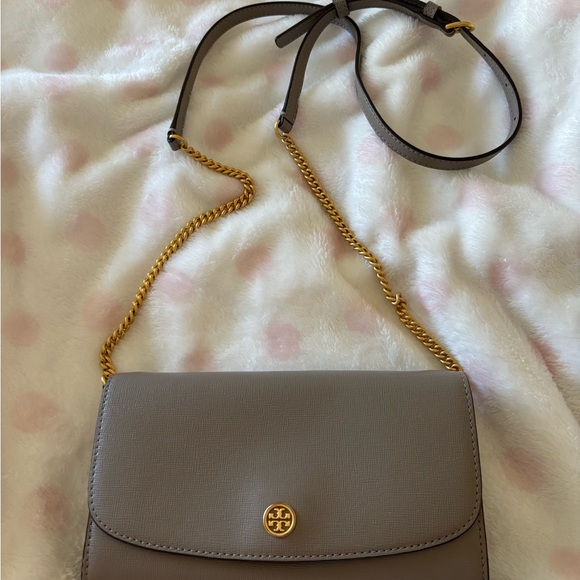 Tory Burch Taupe /gray Gold Crossbody wallet Clutch - Picture 2 of 7